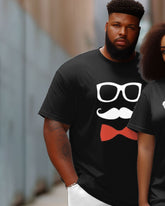 Couple Plus Size Fashion Lips Moustache Print Round Neck Short Sleeve T-Shirt
